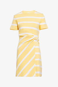 Short Striped Cody Dress in Lemon Merengue White Wide Stripe