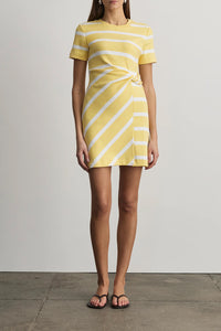 Short Striped Cody Dress in Lemon Merengue White Wide Stripe