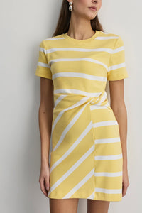 Short Striped Cody Dress in Lemon Merengue White Wide Stripe