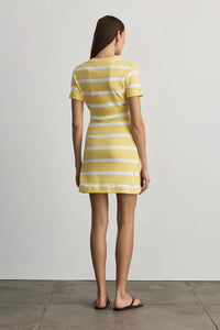 Short Striped Cody Dress in Lemon Merengue White Wide Stripe