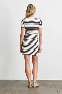 Short Striped Cody Dress in Cream Classic Navy