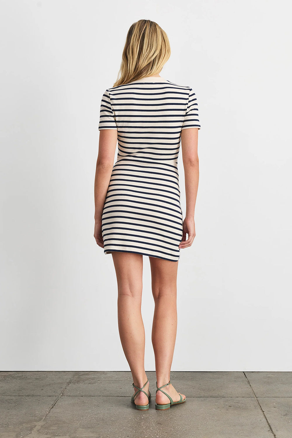 Short Striped Cody Dress in Cream Classic Navy