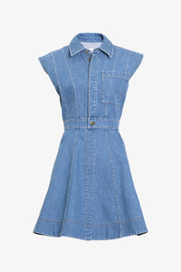 Sleeveless Hailey Dress in Medium Indigo Blue