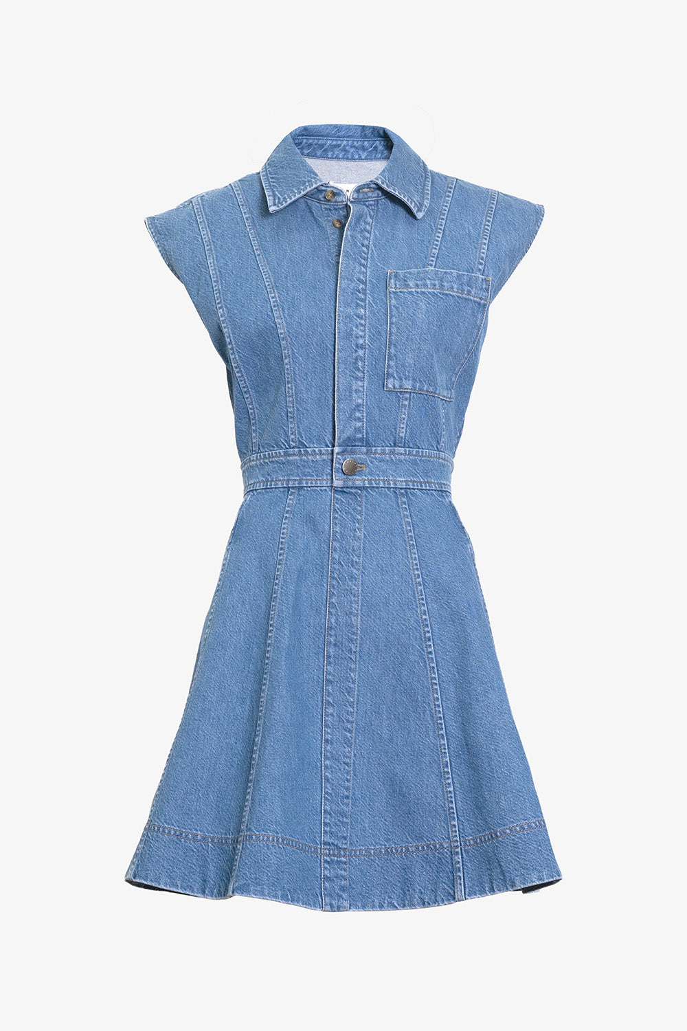 Sleeveless Hailey Dress in Medium Indigo Blue