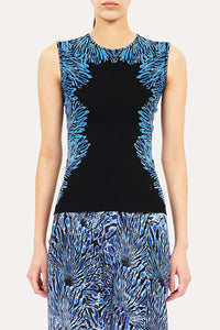 Aylin Sleeveless Knit Jacquard Top in Ocean