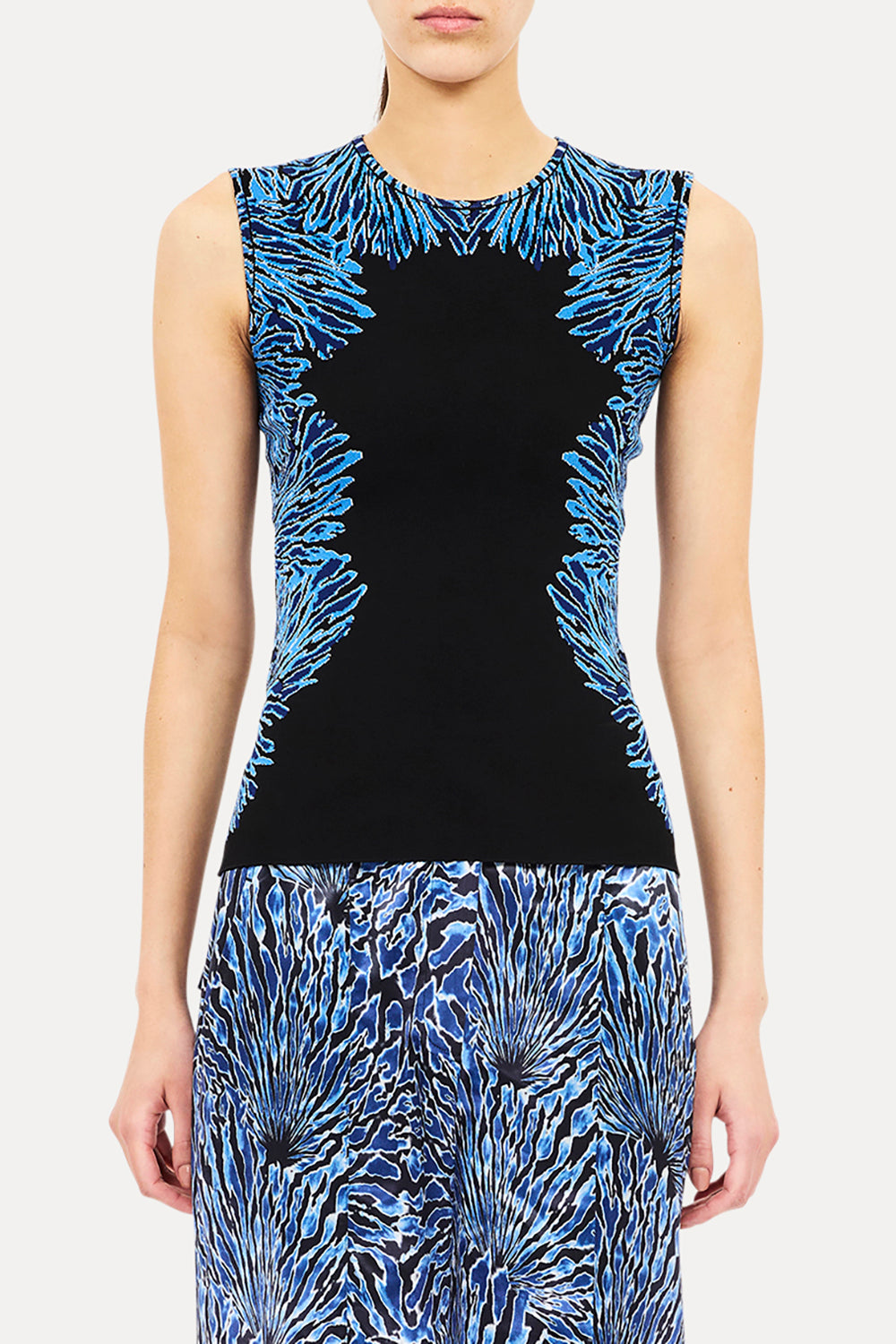 Aylin Sleeveless Knit Jacquard Top in Ocean