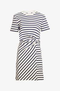 Short Striped Cody Dress in Cream Classic Navy