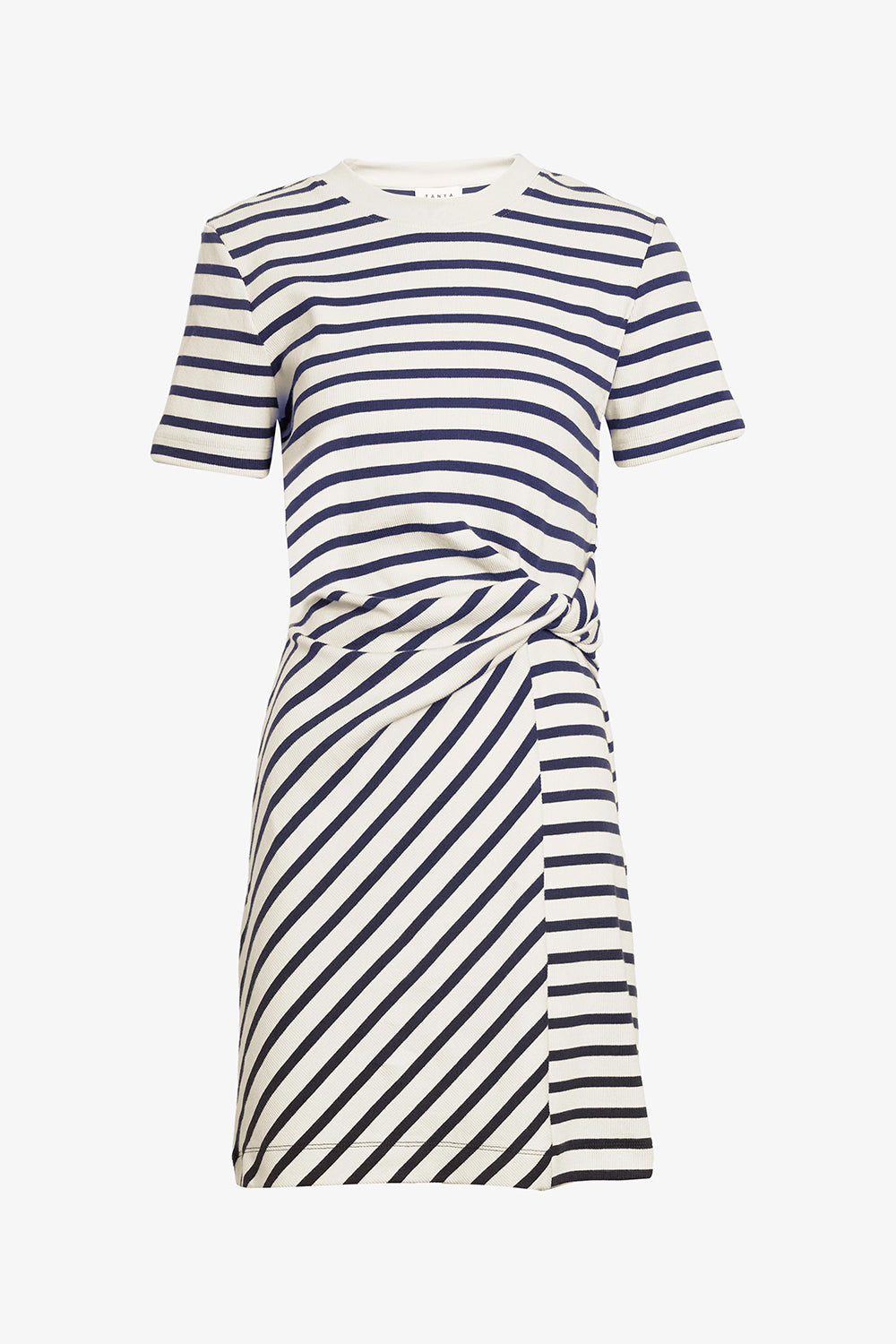 Short Striped Cody Dress in Cream Classic Navy