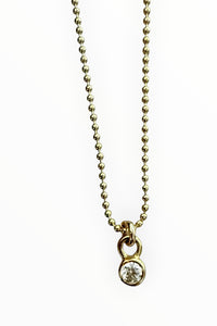 Gold filled ball chain with lab grown diamond drop