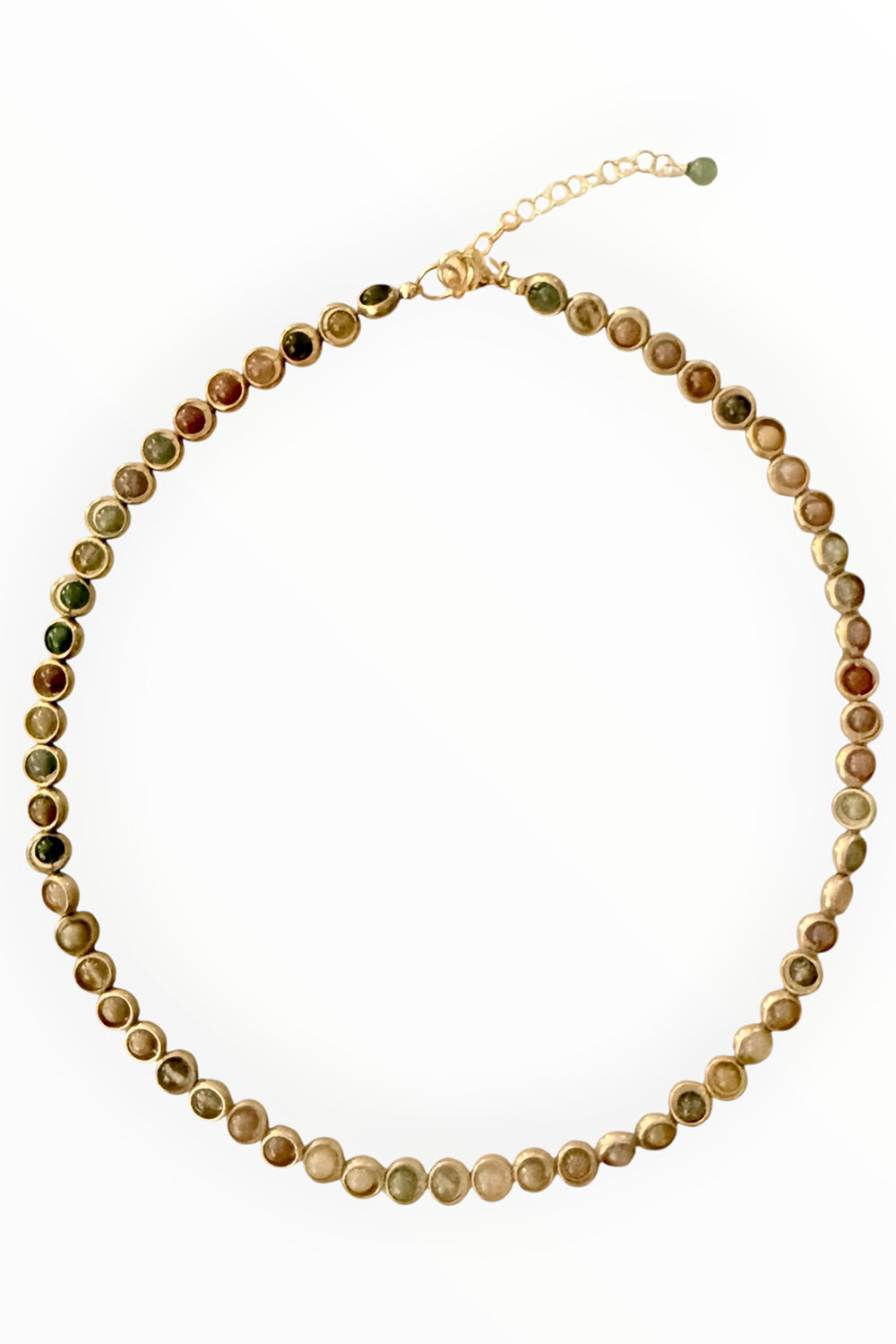 Gemstone Necklace with Gold Plated Rings in Jasper