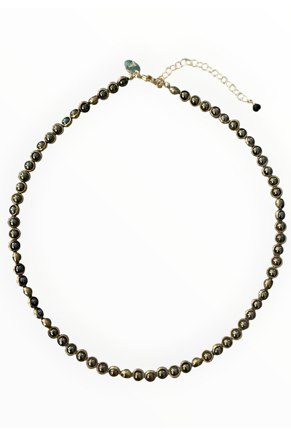 Gemstone Necklace with Gold Plated Rings in Hematite
