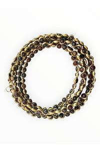 Gemstone Necklace with Antique Gold Rings in Tiger Iron Jasper