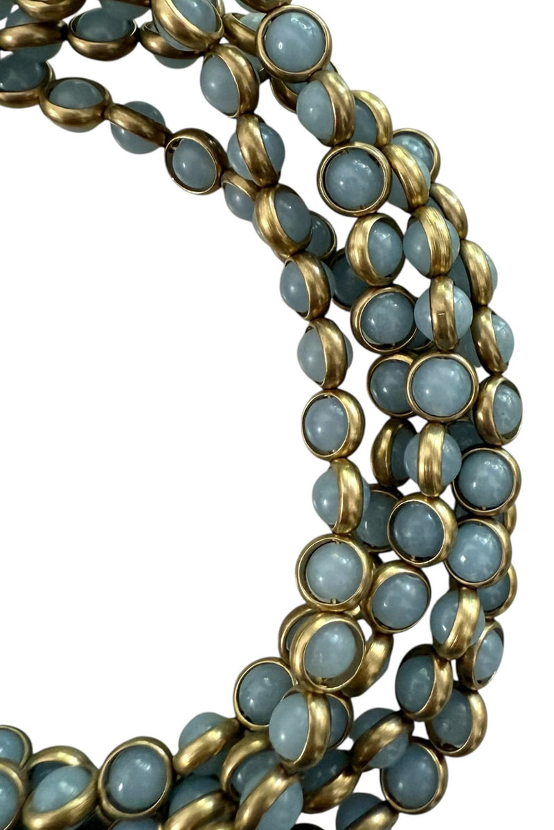 Gemstone Necklace with Gold Plated Rings in Angelite