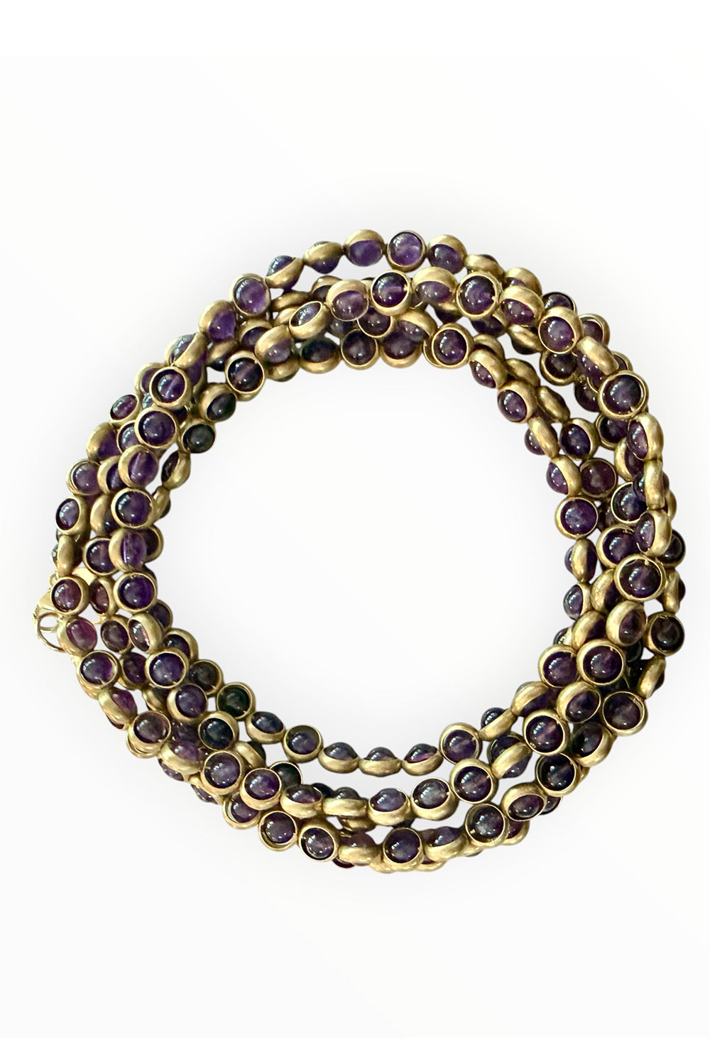 Gemstone Necklace with Antique Gold Rings in Amethyst