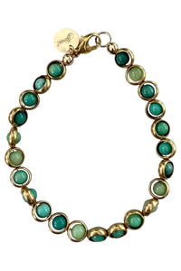 Gemstone Bracelet with Antique Gold Rings in Chrysophrase