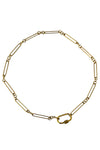 14K Gold Filled Long and Short Chain Necklace with Gold Vermeil and Pave Diamond Oval Carabiner