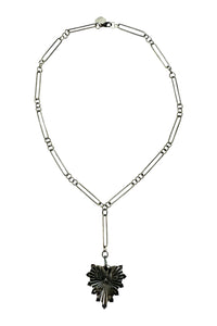 Oxidized Sterling silver long/short necklace with rugged heart LOVE pendant
