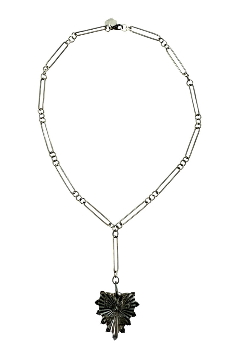 Oxidized Sterling silver long/short necklace with rugged heart LOVE pendant