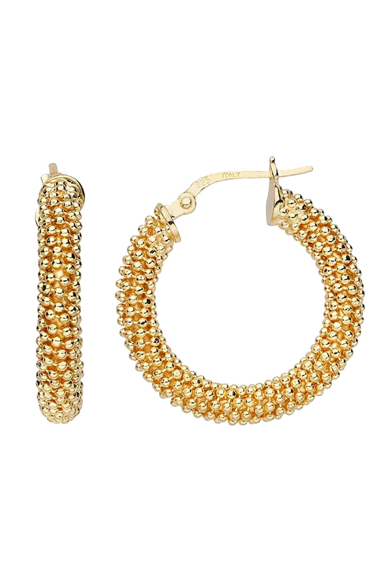 14K Gold Filled Beaded Huggie Hoops