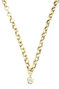 14K Gold Filled Chain with Single Lab Grown Diamond Drop Necklace