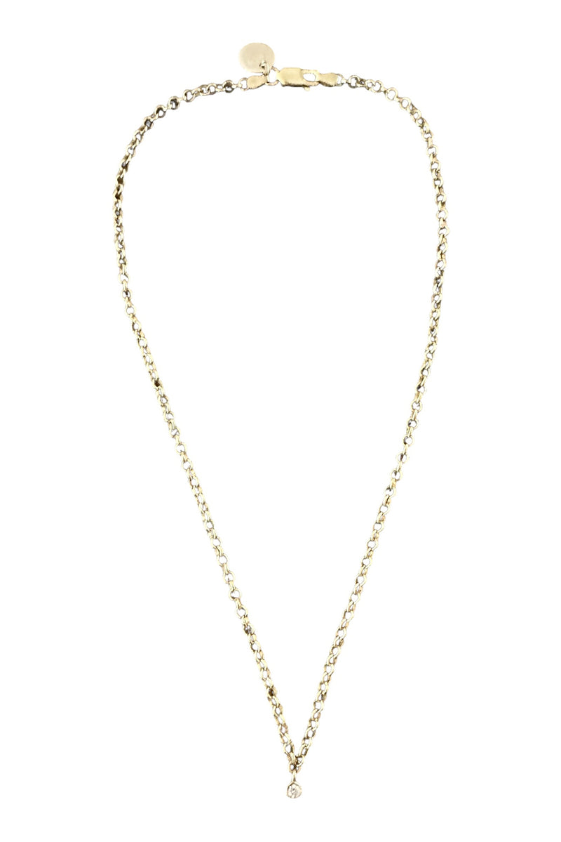 14K Gold Filled Chain with Single Lab Grown Diamond Drop Necklace