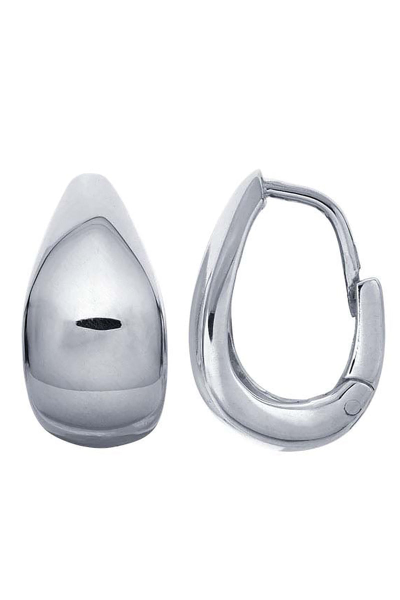 Sterling Silver Puffy Oval Huggies