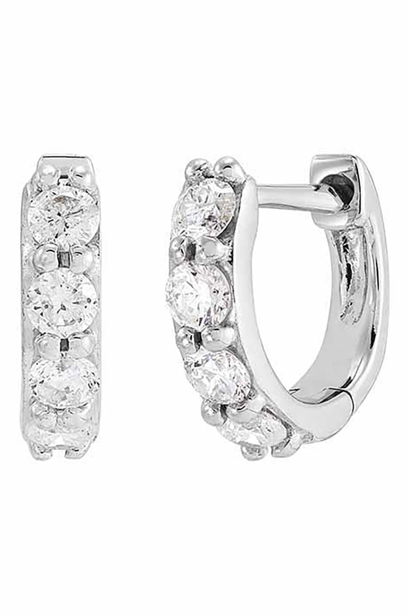 10K White Gold & Diamond Tiny Huggies