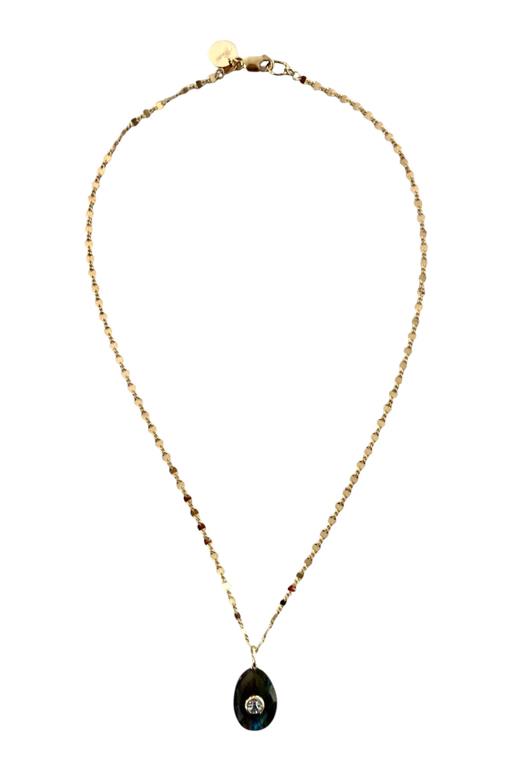 Faceted Labradorite pendant on 14K gold filled dapped chain