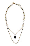 Double layer necklace of gold vermeil and black onyx with carved black onyx pendant
