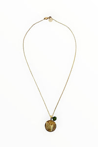 Gold Vermeil Butterfly signet pendant on gold filled chain with tourmaline charm