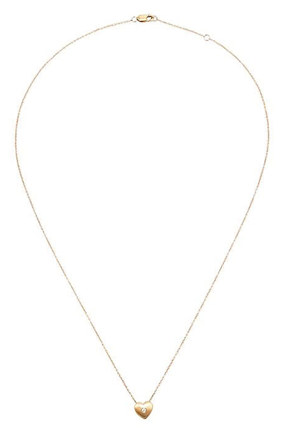 14K Gold Puffy Heart with Diamond Necklace