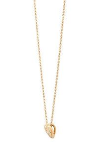 14K Gold Puffy Heart with Diamond Necklace