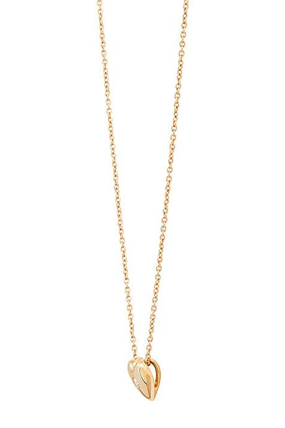14K Gold Puffy Heart with Diamond Necklace