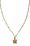 14K Gold Filled Dappled Chain with Polki Diamond Flower Charm in 14K Gold Vermeil