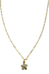 14K Gold Filled Dappled Chain with Polki Diamond Flower Charm in 14K Gold Vermeil