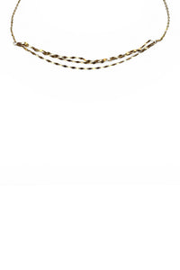 14K Gold Dappled Link Choker with Adjustable Chain
