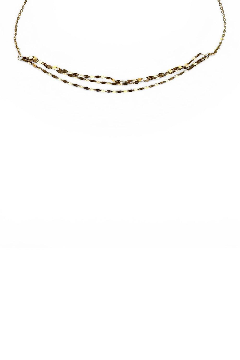 14K Gold Dappled Link Choker with Adjustable Chain
