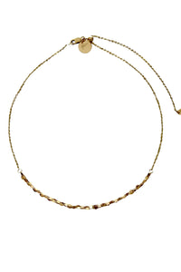 14K Gold Dappled Link Choker with Adjustable Chain