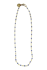 Necklace of Tiny Royal Blue Enamel on Gold Filled Chain