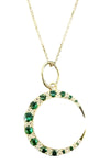 14K Gold Vermeil Diamond & Emerald Crescent on 14K Gold Filled Adjustable Chain Necklace