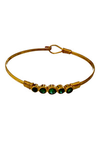 Gold Vermeil Bangle with 5 Bezel Set Emeralds