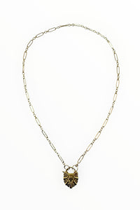 14K gold vermeil filagree heart padlock on gold filled long short chain