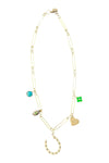 Gold Turquoise Pave Charm Necklace