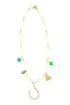 Gold Turquoise Pave Charm Necklace