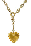 14K Gold Filled Mariner Chain with Sailor Clasp Connector & Gold Filled Fluted Heart Charm Necklace