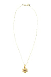 Gold Filled Bar Chain with Gold Vermeil & Pave Diamond Flower Pendant Necklace