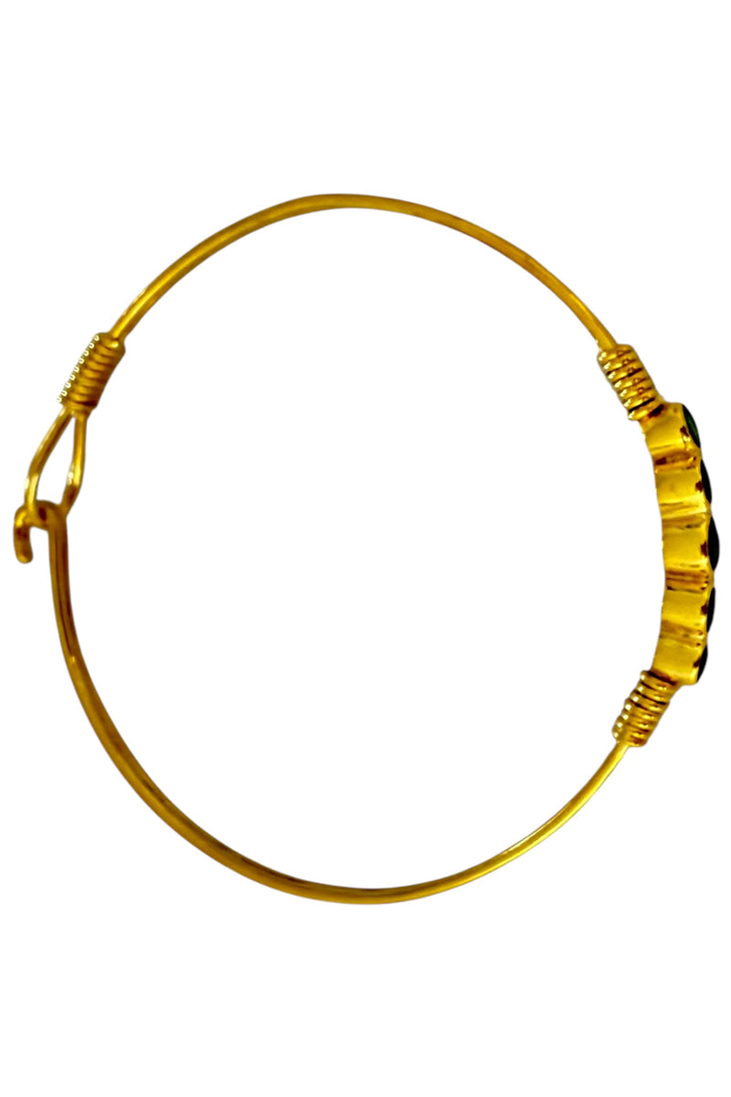 Gold Vermeil Bangle with 5 Bezel Set Emeralds