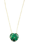 Malachite Heart with Ruby Center Stone with Gold Vermeil Elements and Chain Necklace