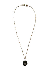 Carved Labradorite Flower Pendant with White Topaz on Gold Filled Twisted Bar Chain