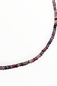 Fine faceted pink and purple sapphires on gold filled elements